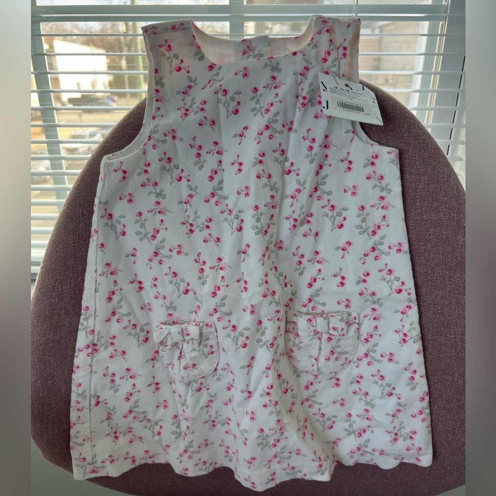 Janie & Jack Floral Corduroy Sleeveless Dress with Pockets NWT- 12-18 MONTHS